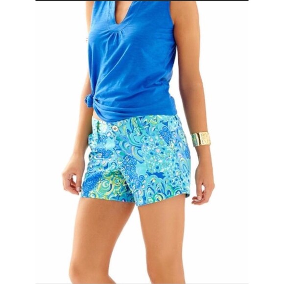 Lilly Pulitzer The Callahan Short in Sea Blue Lilly’s Lagoon Size 0 - Picture 1 of 6